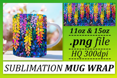 Colorful Stained Glass 11oz/15oz Tree Wrap Sublimation Mug Sublimation afrosvg 