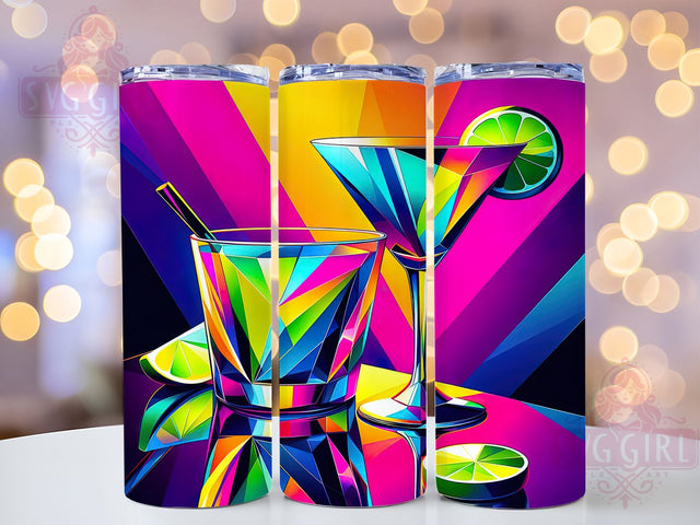 Colorful Stained Glass Margarita Tumbler, Stained Glass Drink Design, Colorful Cocktail Sublimation, Artistic Beverage Cup, 20Oz Skinny Tumbler Wrap, Vibrant Margarita Mug, Creative Glass Style Sublimation SvggirlplusArt 