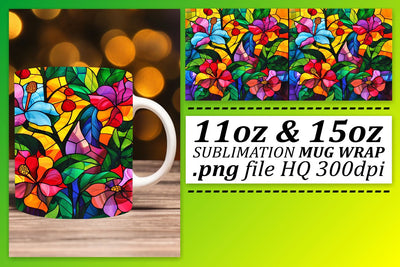 Colorful Stained Glass Tree 11oz/15oz Mug Sublimation Wrap Sublimation afrosvg 