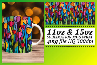 Colorful Stained Glass Tree 11oz/15oz Sublimation Wrap Sublimation afrosvg 