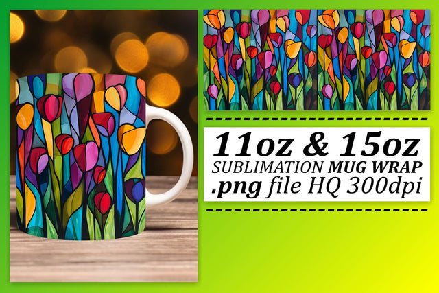 Colorful Stained Glass Tree 11oz/15oz Sublimation Wrap Sublimation afrosvg 
