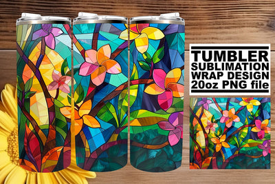 Colorful Stained Glass Tree 20oz Sublimation Wrap Art Sublimation afrosvg 