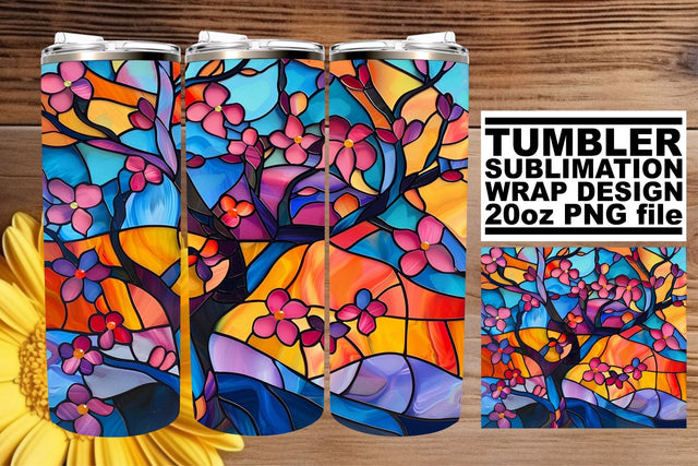 Colorful Stained Glass Tree 20oz Sublimation Wrap Sublimation afrosvg 