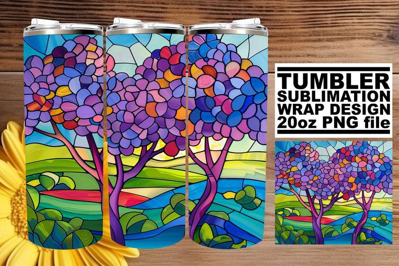 Colorful Stained Glass Tree 20oz Wrap Tumbler Sublimation Sublimation afrosvg 