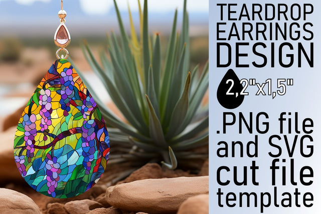 Colorful Stained Glass Tree Teardrop Earrings Sublimation Sublimation afrosvg 