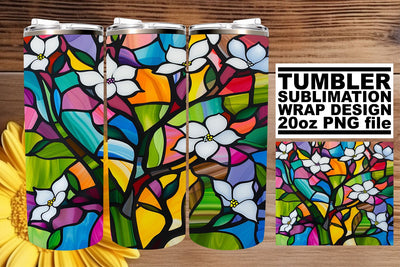 Colorful Stained Glass Tree Wrap 20oz Tumbler Art Sublimation afrosvg 