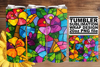 Colorful Stained Glass Tree Wrap Sublimation 20oz Tumbler Sublimation afrosvg 
