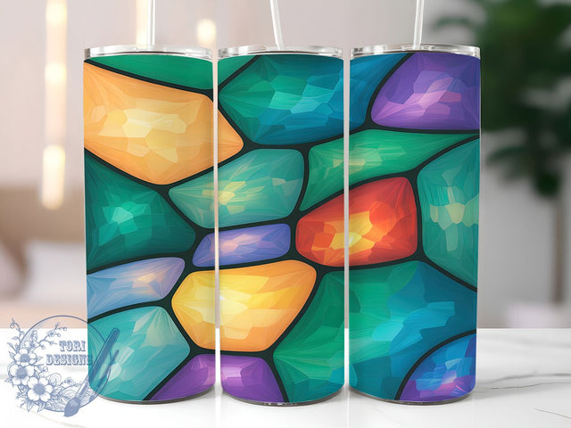 Colorful Stained Glass Tumbler, Mosaic Pebble Design, Jewel Tone Tumbler, 20Oz Sublimation Wrap, Pebble Pattern Art, Colorful Mosaic Print, Tumbler Sublimation Sublimation ToriDesigns 