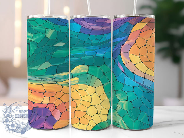 Colorful Stained Glass Tumbler, Mosaic Pebble Design, Jewel Tone Tumbler, 20Oz Sublimation Wrap, Pebble Pattern Art, Colorful Mosaic Print, Tumbler Sublimation Sublimation ToriDesigns 