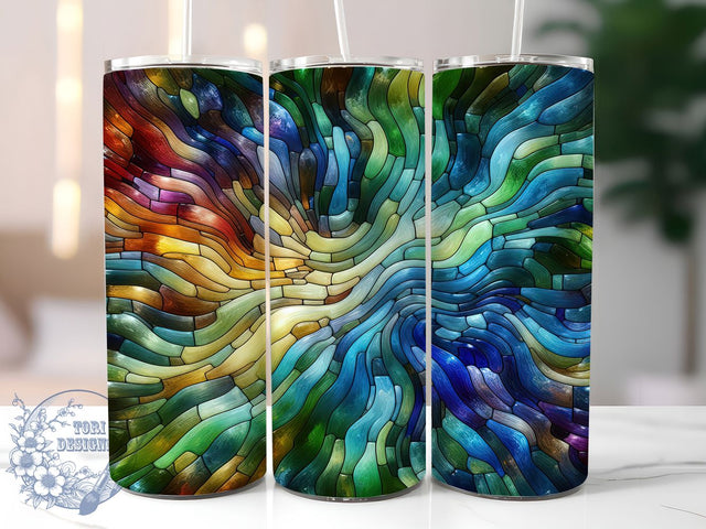 Colorful Stained Glass Tumbler, Mosaic Pebble Design, Jewel Tone Tumbler, 20Oz Sublimation Wrap, Pebble Pattern Art, Colorful Mosaic Print, Tumbler Sublimation Sublimation ToriDesigns 