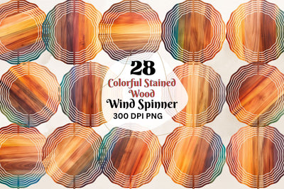 Colorful Stained Wood Coaster Round Wind Spinner Bundle Sublimation Regulrcrative 