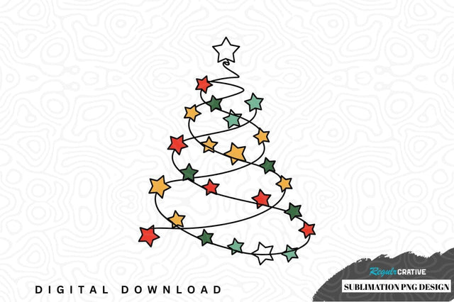 Colorful star christmas tree sublimation design Sublimation Regulrcrative 