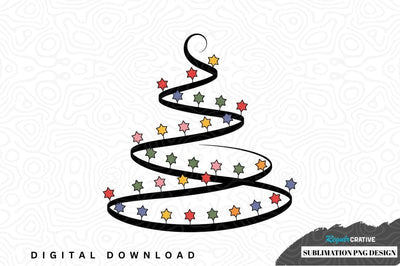 Colorful starry christmas tree sublimation png design Sublimation Regulrcrative 