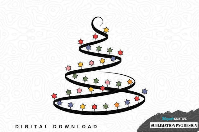 Colorful starry christmas tree sublimation png design Sublimation Regulrcrative 