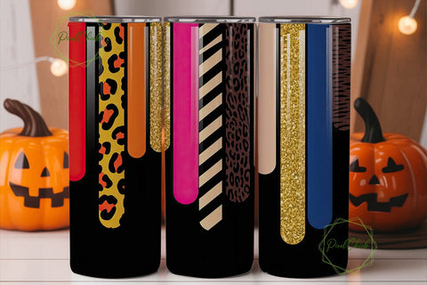 Colorful Stripes Leopard Print Tumbler Sublimation PixelChick 