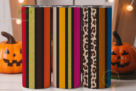 Colorful Stripes Leopard Print Tumbler Sublimation PixelChick 