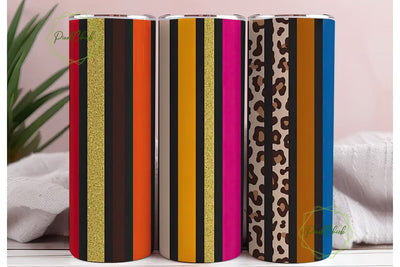 Colorful Stripes Leopard Print Tumbler Sublimation PixelChick 