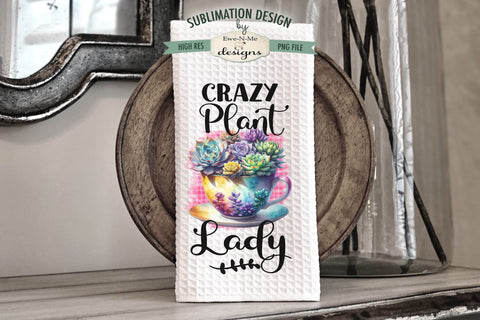 Colorful Succulents in Mugs Sublimation Kitchen Towel Design Sublimation Ewe-N-Me Designs 