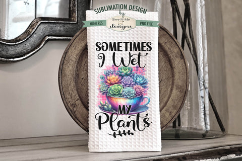 Colorful Succulents in Mugs Sublimation Kitchen Towel Design Sublimation Ewe-N-Me Designs 