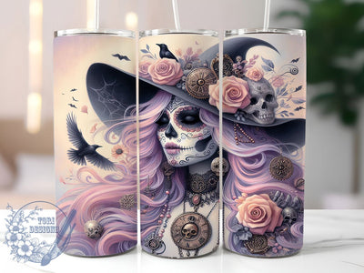 Colorful Sugar Skull Day of Dead Tumbler, Calavera Tumbler Wrap, Day Of The Dead Cup, Dia De Los Muertos Tumbler, Mexican Folk Art Skull, Colorful Skull Sublimation, Floral Skull Design Sublimation ToriDesigns 