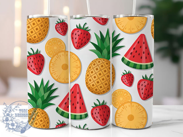 Colorful Summer Fruit Tumbler, Colorful Design, Sublimation Art, 20oz Tumbler, Fresh Theme, Nature Style, Summer Vibes Sublimation ToriDesigns 