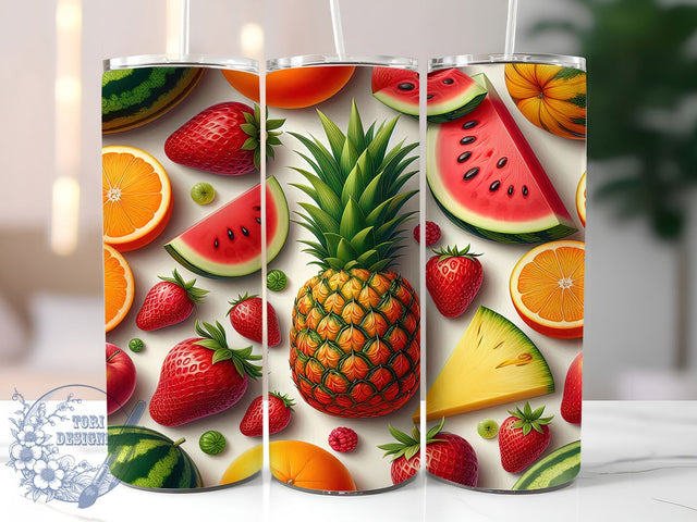 Colorful Summer Fruit Tumbler, Colorful Design, Sublimation Art, 20oz Tumbler, Fresh Theme, Nature Style, Summer Vibes Sublimation ToriDesigns 