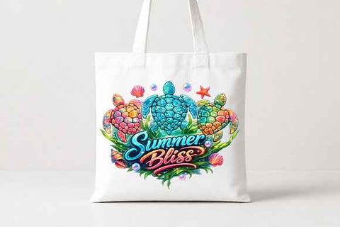 Colorful Summer Sea Turtle Sublimation PNG Digital Download SVG BillahCrafts 