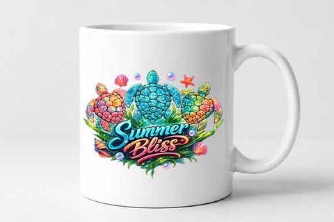 Colorful Summer Sea Turtle Sublimation PNG Digital Download SVG BillahCrafts 