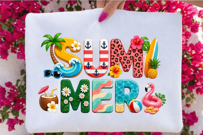 Colorful Summer Typography Clipart PNG Sublimation SVGArt 