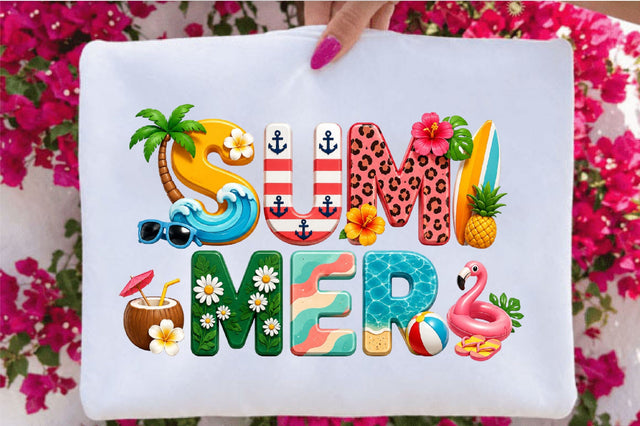 Colorful Summer Typography Clipart PNG Sublimation SVGArt 