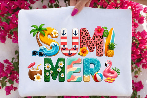 Colorful Summer Typography Clipart PNG Sublimation SVGArt 