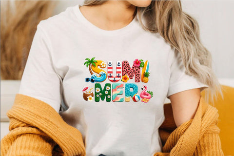Colorful Summer Typography Clipart PNG Sublimation SVGArt 