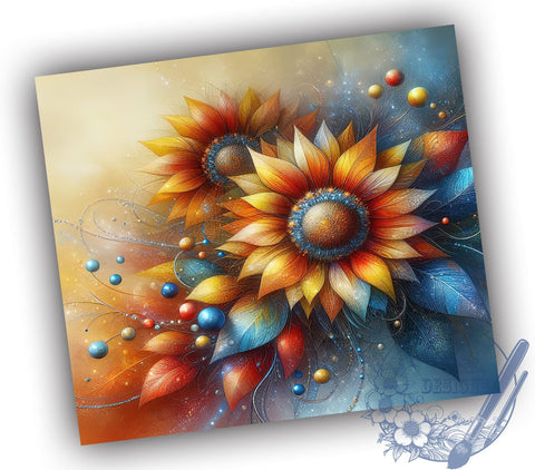 Colorful Sunflower 20oz Skinny Tumbler, Mothers Day Tumbler Png, Straight & Tapered Tumbler Wrap, Instant Digital Download Sublimation ToriDesigns 