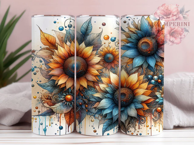 Colorful Sunflower 20oz Tumbler Wrap PNG, Sunflower Tumbler Png, Straight & Tapered Tumbler Wrap, Instant Digital Download Sublimation Li Zamperini 