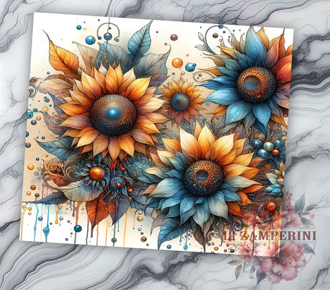 Colorful Sunflower 20oz Tumbler Wrap PNG, Sunflower Tumbler Png, Straight & Tapered Tumbler Wrap, Instant Digital Download Sublimation Li Zamperini 