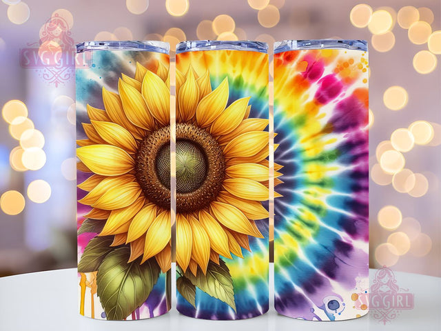 Colorful Sunflower 20oz Tumbler Wrap Sublimation Design, Straight Tapered Tumbler Wrap, Tie Dye Sunflower Rainbow Tumbler Png, Instant Digital Download Sublimation SvggirlplusArt 