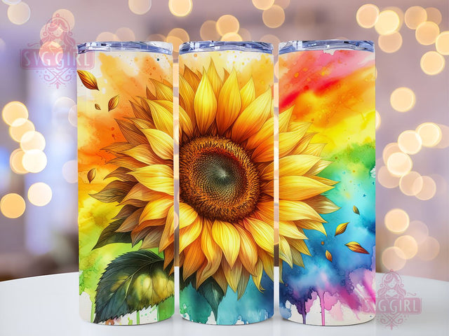 Colorful Sunflower 20oz Tumbler Wrap Sublimation Design, Straight Tapered Tumbler Wrap, Tie Dye Sunflower Rainbow Tumbler Png, Instant Digital Download Sublimation SvggirlplusArt 