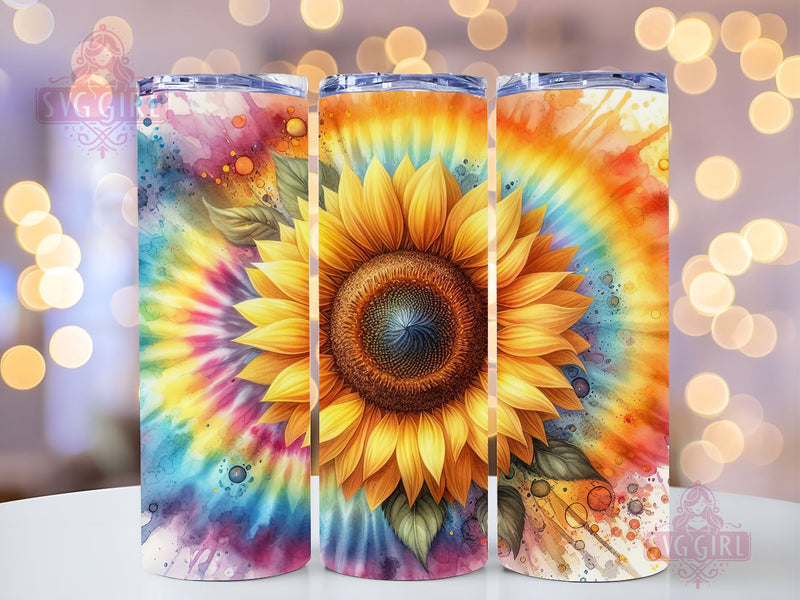 Colorful Sunflower 20oz Tumbler Wrap Sublimation Design, Straight Tapered Tumbler Wrap, Tie Dye Sunflower Rainbow Tumbler Png, Instant Digital Download Sublimation SvggirlplusArt 