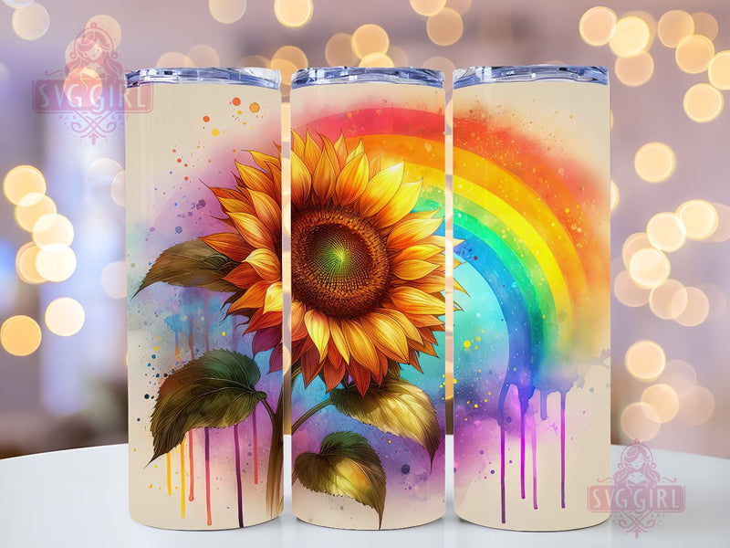 Colorful Sunflower 20oz Tumbler Wrap Sublimation Design, Straight Tapered Tumbler Wrap, Tie Dye Sunflower Rainbow Tumbler Png, Instant Digital Download Sublimation SvggirlplusArt 