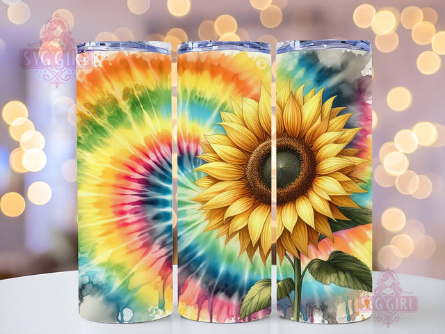Colorful Sunflower 20oz Tumbler Wrap Sublimation Design, Straight Tapered Tumbler Wrap, Tie Dye Sunflower Rainbow Tumbler Png, Instant Digital Download Sublimation SvggirlplusArt 
