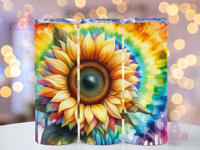 Colorful Sunflower 20oz Tumbler Wrap Sublimation Design, Straight Tapered Tumbler Wrap, Tie Dye Sunflower Rainbow Tumbler Png, Instant Digital Download Sublimation SvggirlplusArt 