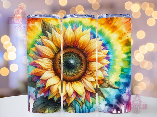 Colorful Sunflower 20oz Tumbler Wrap Sublimation Design, Straight Tapered Tumbler Wrap, Tie Dye Sunflower Rainbow Tumbler Png, Instant Digital Download Sublimation SvggirlplusArt 