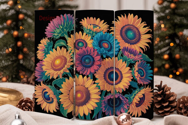 Colorful Sunflower Field 20oz Tumbler Sublimation DesignSVG 