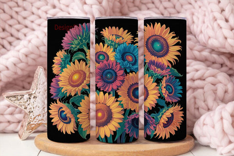 Colorful Sunflower Field 20oz Tumbler Sublimation DesignSVG 