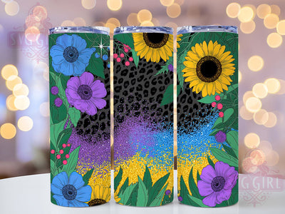 Colorful Sunflower Glitter Tumbler Wrap, Sunflower Glitter, Bright Design, Sparkle Theme, Cheerful Style, Tumbler Wrap, Sublimation Design Sublimation SvggirlplusArt 