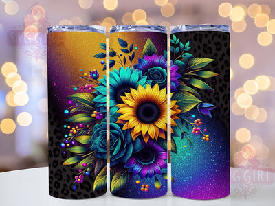 Colorful Sunflower Glitter Tumbler Wrap, Sunflower Glitter, Bright Design, Sparkle Theme, Cheerful Style, Tumbler Wrap, Sublimation Design Sublimation SvggirlplusArt 