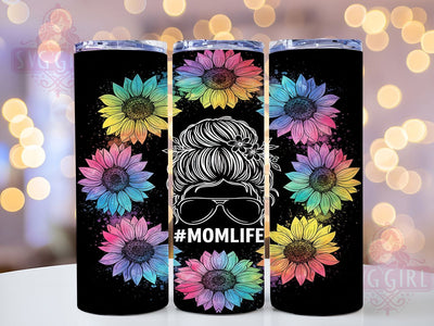 Colorful Sunflower Mom Tumbler, Rainbow Sunflower, Mom Life, Sublimation Art, 20oz Tumbler, Floral Wrap, Colorful Design Sublimation SvggirlplusArt 