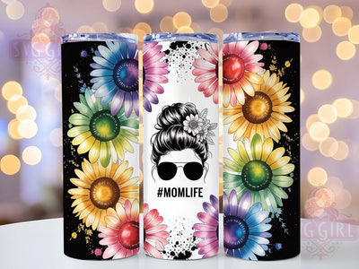 Colorful Sunflower Mom Tumbler, Rainbow Sunflower, Mom Life, Sublimation Art, 20oz Tumbler, Floral Wrap, Colorful Design Sublimation SvggirlplusArt 