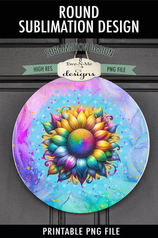 Colorful Sunflower Wind Spinner Round Sublimation Design PNG Sublimation Ewe-N-Me Designs 