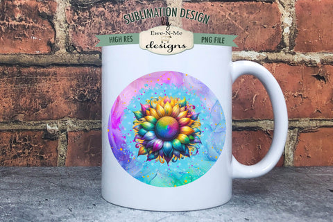 Colorful Sunflower Wind Spinner Round Sublimation Design PNG Sublimation Ewe-N-Me Designs 